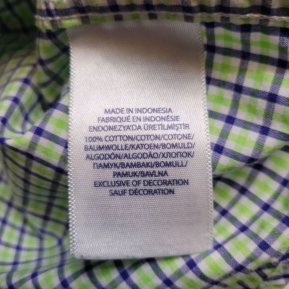 Ralph Lauren Green and Blue Check Plaid Button-Down Shirt Long Sleeves